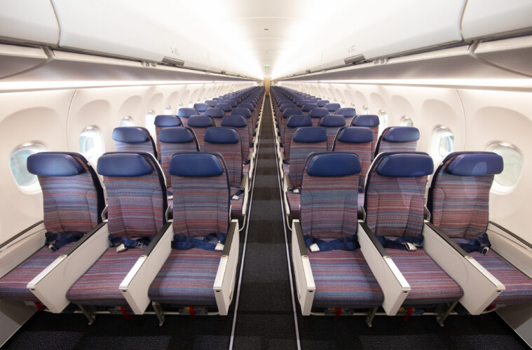 rows of seats in an airplane