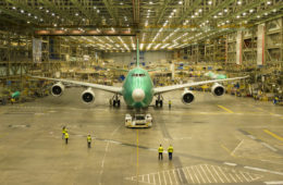 an airplane in a hangar