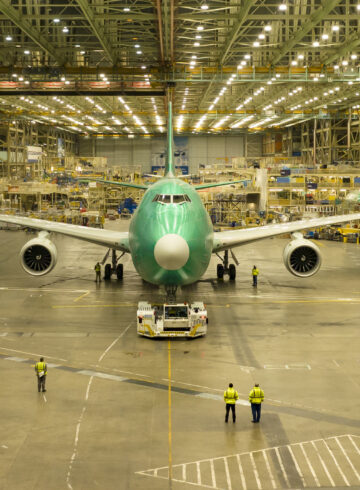 an airplane in a hangar