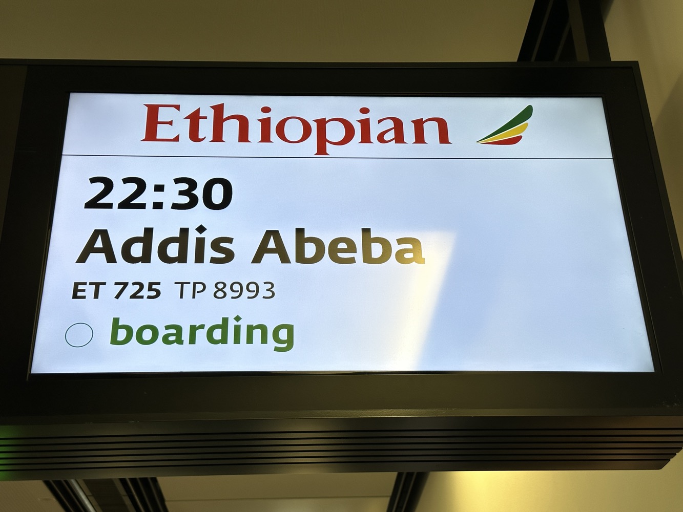 a sign with a flight information