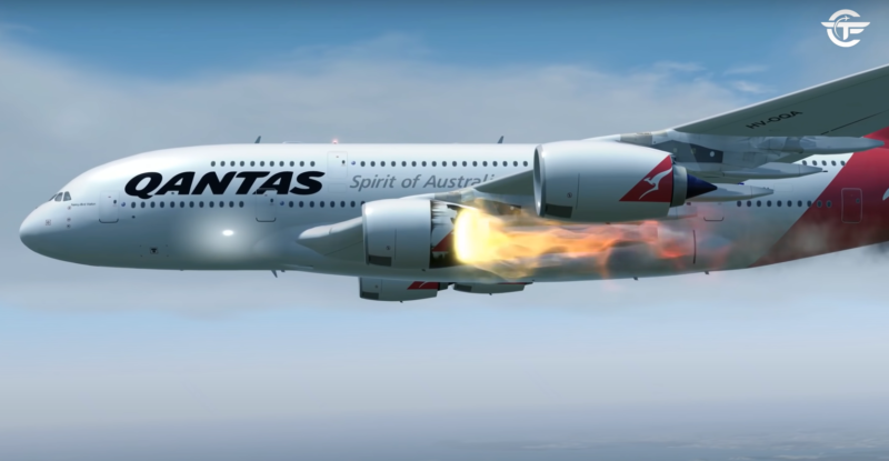 a jet plane with fire coming out of the engine