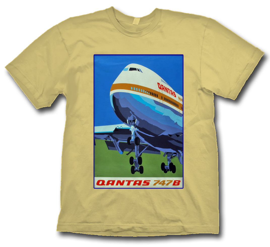 a yellow t-shirt with a picture of an airplane