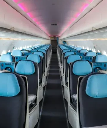 rows of seats in an airplane