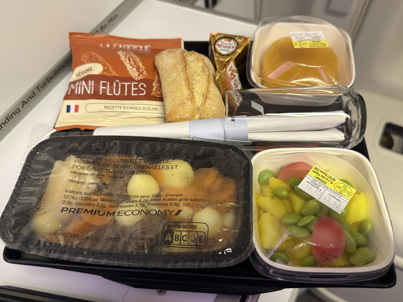 Premium Economy Class food on Air France