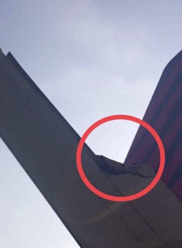 a plane wing with a red circle