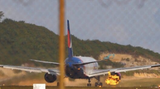 a plane on the runway