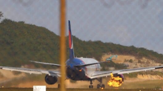 a plane on the runway