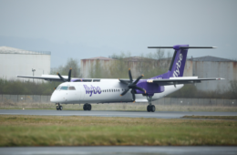 a plane on the runway