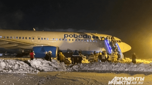 Pobeda Airlines 737 Skids off Runway During Takeoff