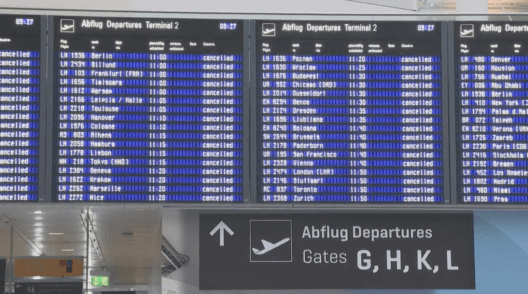 a screen with blue and white text