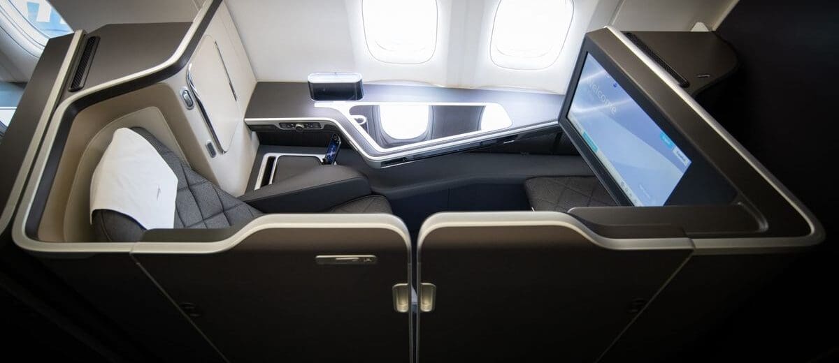 a tv on the back of an airplane