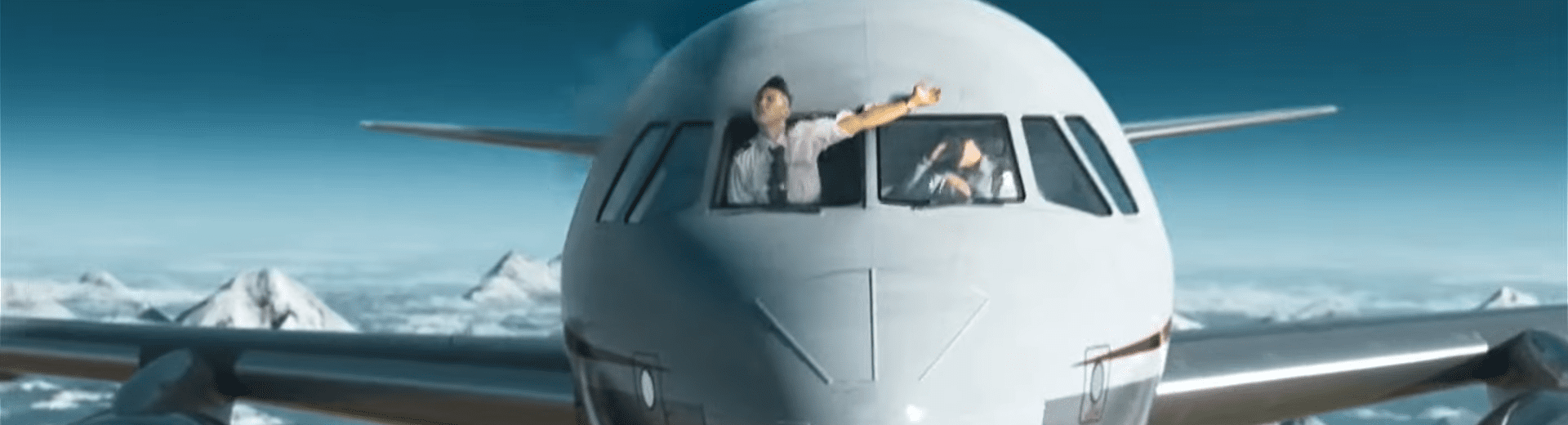 a man in the window of a plane