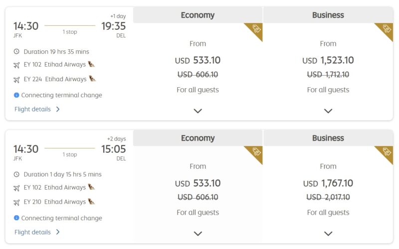 a screenshot of a flight schedule