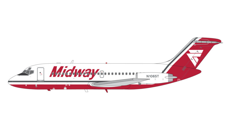 GeminiJets G2MID1190 1:200 Midway Airlines DC-9-15 N1065T
