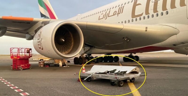 a plane with a broken cart