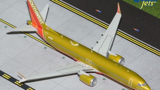 a model airplane on a runway