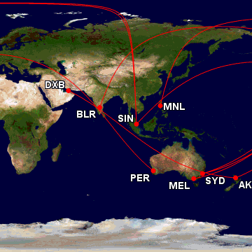 a map of the world with red lines