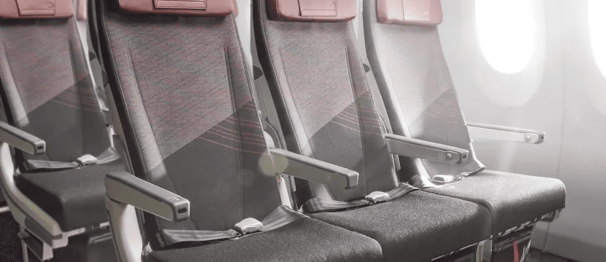 a row of seats in an airplane