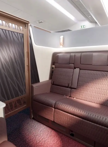 a couch in a plane