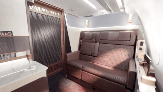 a couch in a plane