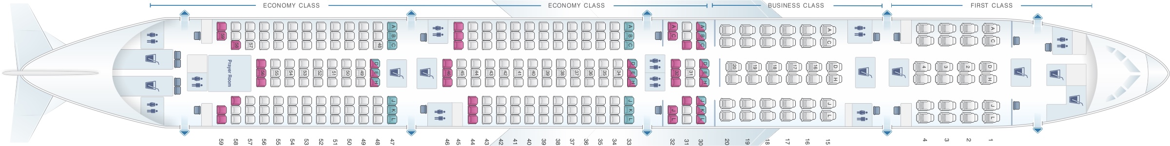 Which Airline Offers 3-3-3 Economy Class Seating on B777?