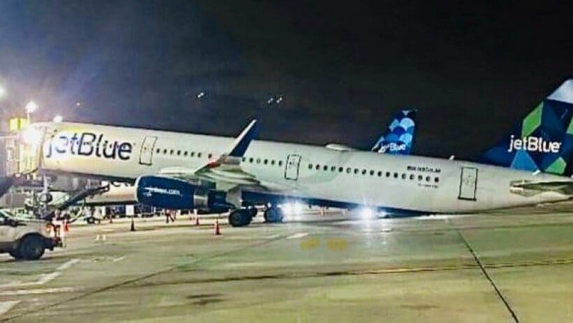 a plane on the runway