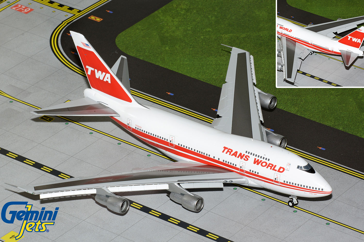 GeminiJets G2TWA1159F 1:200 TWA Boeing 747SP (Flaps Down) N58201