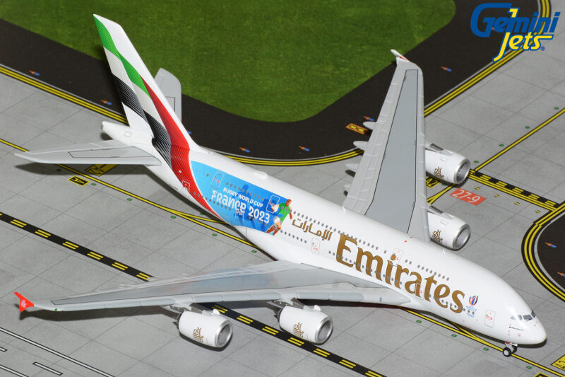 GeminiJets GJUAE2242 1:400 Emirates Airbus A380 "Rugby World Cup 2023" A6-EOE