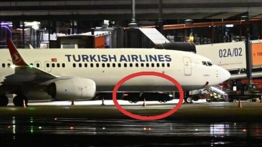 a large white airplane with blue writing on it