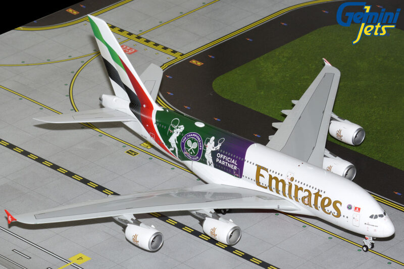 GeminiJets G2UAE1347 1:200 Emirates Airbus A380 "Wimbledon" A6-EOE