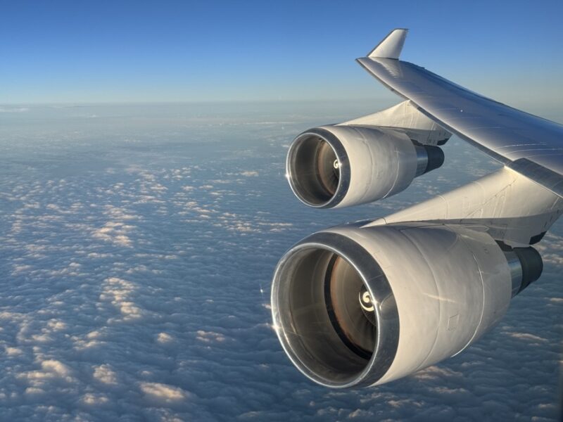 a plane wing with the engine of it