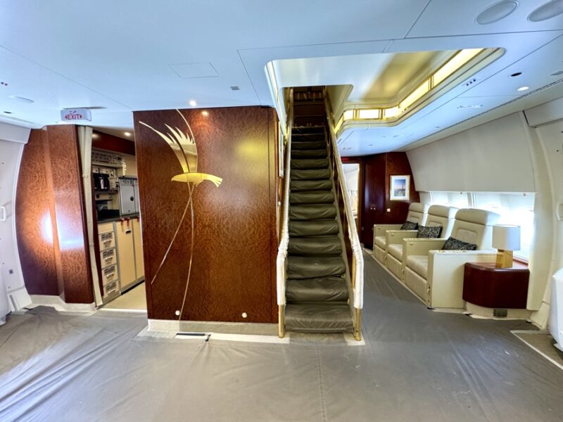 Center of the B747 on the lower deck.