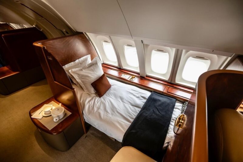 a bed in an airplane