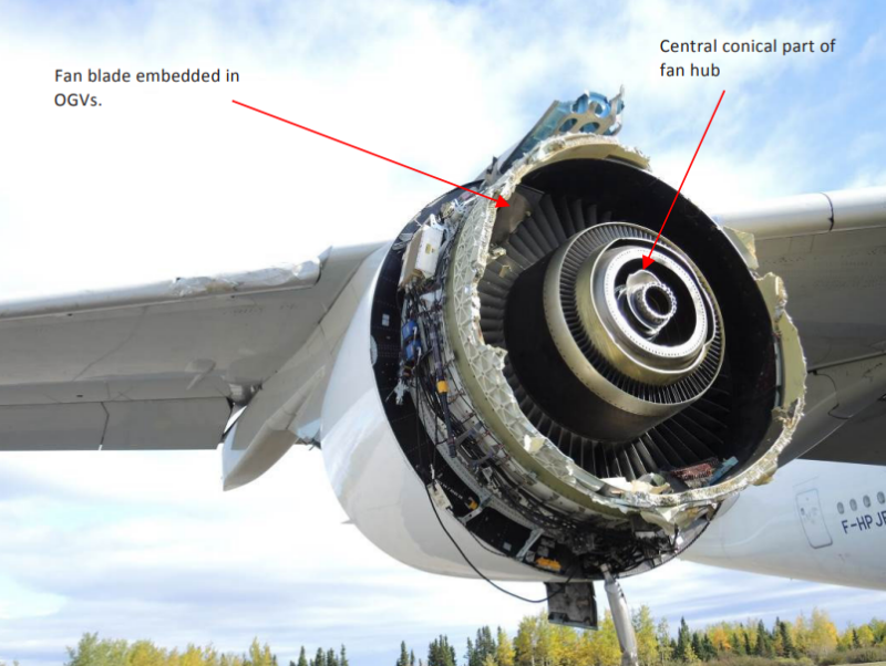 the engine of an airplane