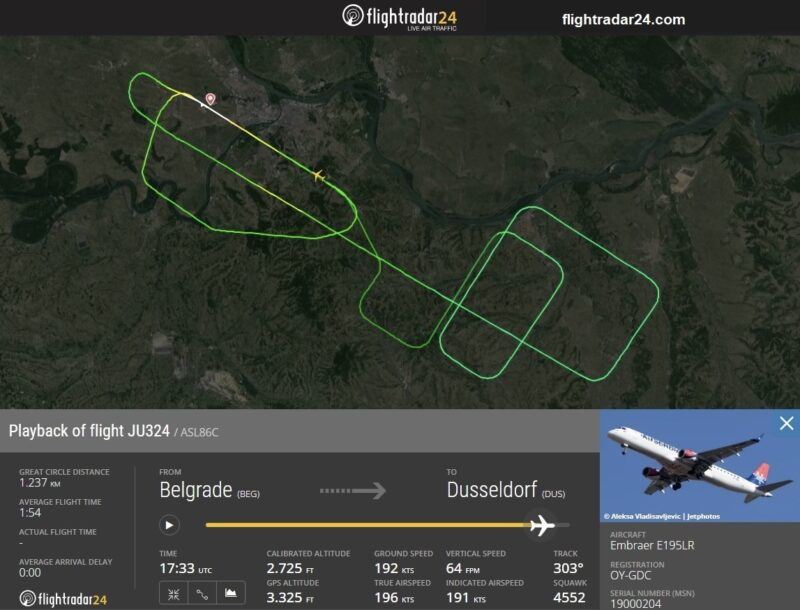 a screenshot of a flight route