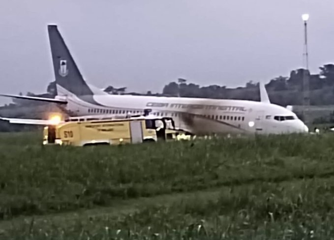 a plane on the runway