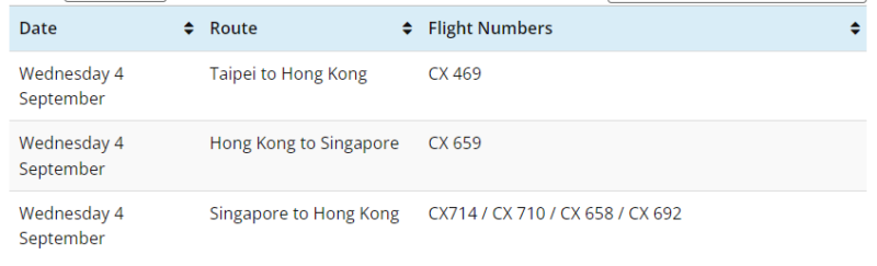 a screenshot of a flight number