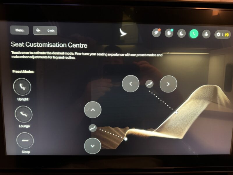 You can customize the seat from the IFE screen