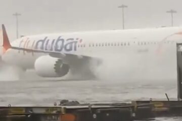 a jet plane in the rain