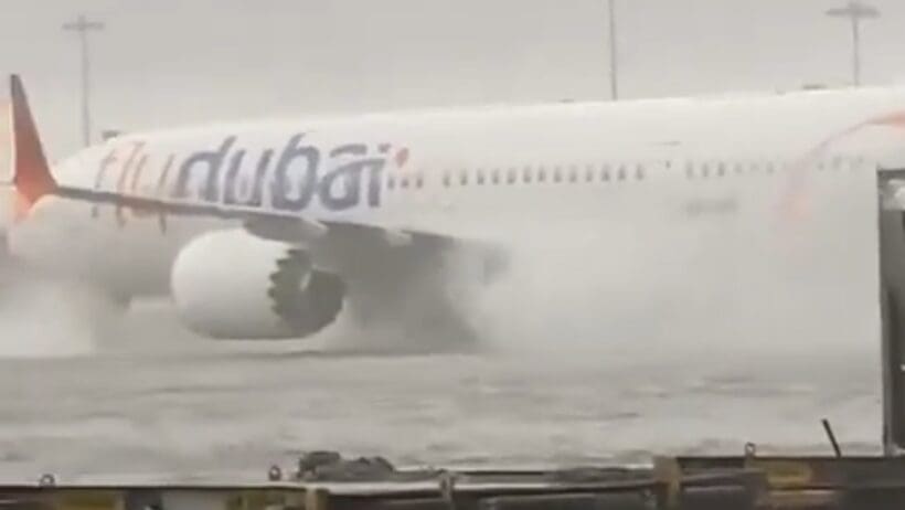 a jet plane in the rain