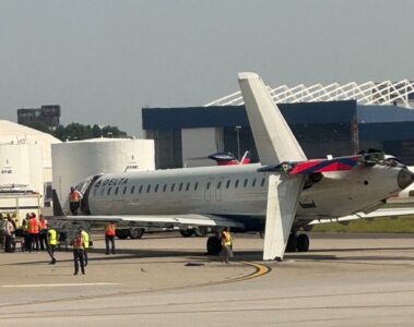 a plane on the runway