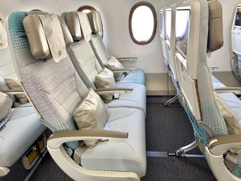 a row of seats in an airplane