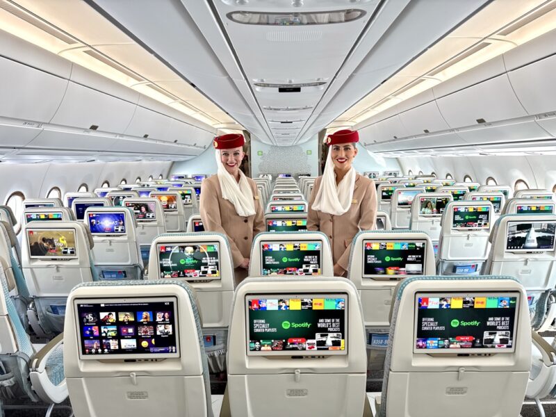 a group of women in an airplane