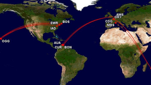 a map of the world with red lines