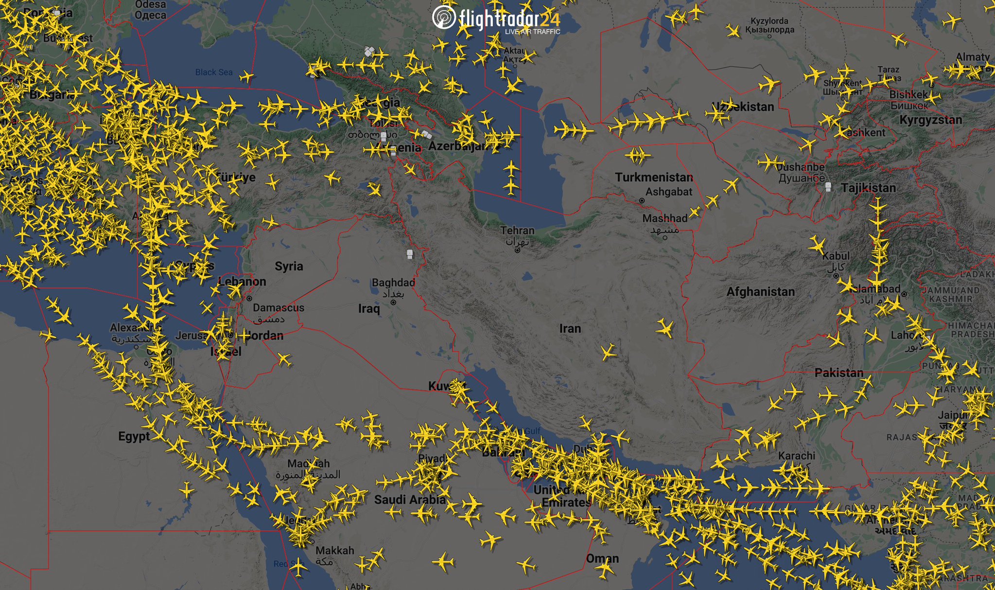 a map of the world with yellow airplanes