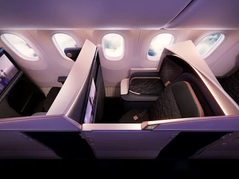 an airplane with seats and windows