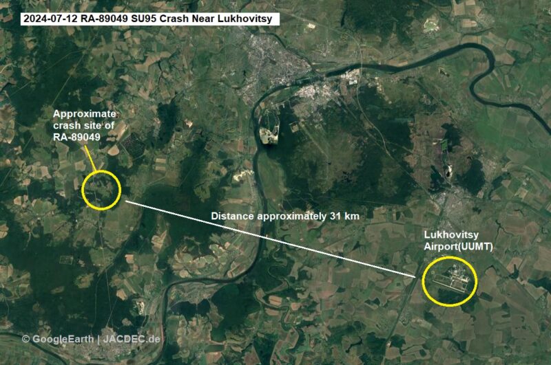 a map of a plane crash