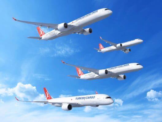 several airplanes in the sky