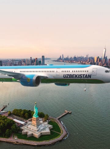 a plane flying over water