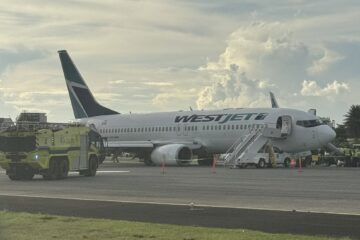 a plane on the runway